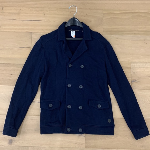 MENS CASUAL ELBOW PATCH KNIT WEAR W/ DOUBLE BREASTED DESIGN - BEN SHERMAN MEDIUM - Picture 2 of 14